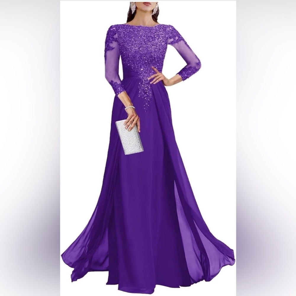 Chic Long Sleeve Purple Dress